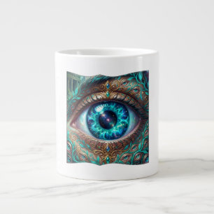 Großes elektrisch blaues Auge in einer Fantasy-Sze Jumbo-Tasse