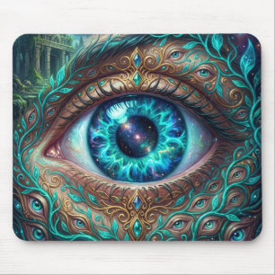 Großes elektrisch blaues Auge in einer Fantasy-Sze Mousepad