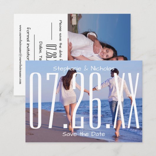 Großes Empire Datum & Foto-3x5Wedding Save the Dat Date (Vorne/Hinten)