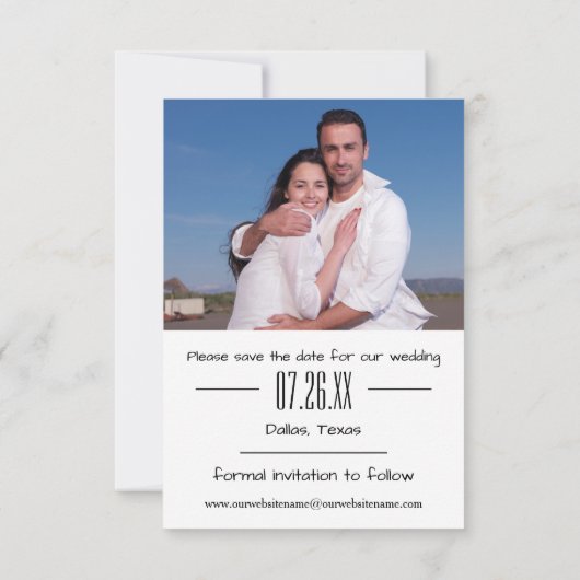 Großes Empire Datum & Foto-3x5Wedding Save the Dat Save The Date (Rückseite)
