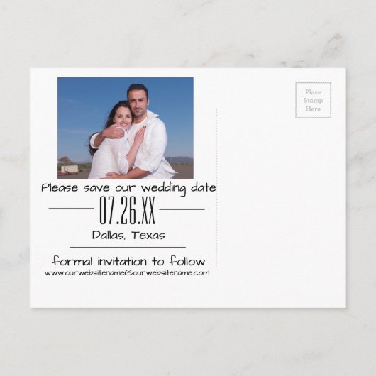 Großes Empire - Datum und Foto - Save the Date Pos Ankündigungspostkarte (Rückseite)