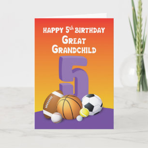 Großes Enkelkind, Mädchen 5. Geburtstag Sportbälle Karte