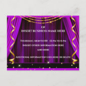 Großes Eröffnen des lila goldfarbenen VIP-Party  Ankündigungspostkarte (Rückseite)