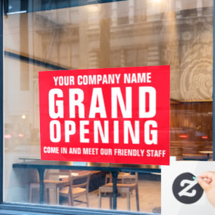 Großes Eröffnungs-Business Signatur hell rot Fensteraufkleber