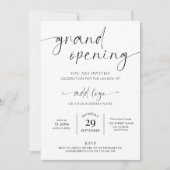 Großes Eröffnungs-Logo Minimalistisch Schwarz/Weiß Einladung (Vorderseite)