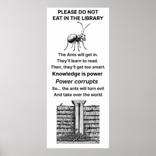 Grosses Essen in der Bibliothek Poster