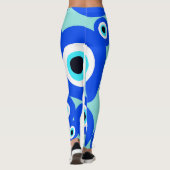 Großes Evil Eye Lucky Charm Blau Gemustert Leggings (Rückseite)