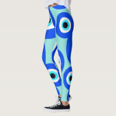 Großes Evil Eye Lucky Charm Blau Gemustert Leggings (Links)