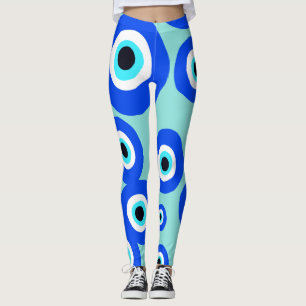 Großes Evil Eye Lucky Charm Blau Gemustert Leggings