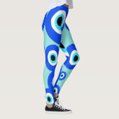 Großes Evil Eye Lucky Charm Blau Gemustert Leggings (Rechts)