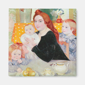 Großes Familienportrait in Blau und Gelb Magnet