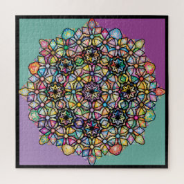 Grosses farbenes Mandala 4-Platz: Aubergreen: Puzzle
