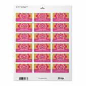 Grosses farbiges Blume-Design mit Monogramm Adressaufkleber (Vorne)