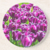 Grosses Feld lila Tulpen Getränkeuntersetzer (Vorne)
