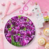 Grosses Feld lila Tulpen Pappteller (Party)