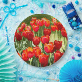 Grosses Feld roter Tulpen Pappteller (Party)
