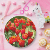 Grosses Feld roter Tulpen Pappteller (Party)