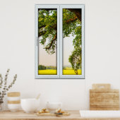 Großes Fenster mit Eichenbaum mit Anzeige Poster (Küche)