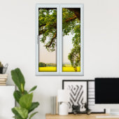 Großes Fenster mit Eichenbaum mit Anzeige Poster (Heimbüro)