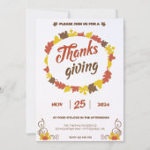 Großes Fest in Leafy Pumpkin Blätter auf Crystal Einladung (Vorderseite)