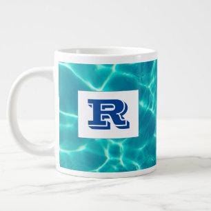 Großes fettes blaues Monogramm, Türkiswasser Jumbo-Tasse