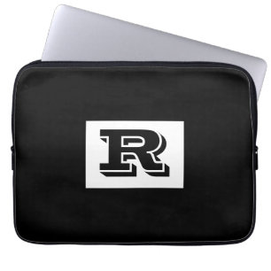 Großes fettes schwarzes umrandetes Monogramm, Schw Laptopschutzhülle