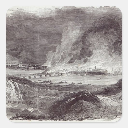 Großes Feuer in Pittsburgh Quadratischer Aufkleber (Vorderseite)