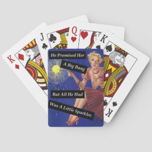 Großes Feuerwerk Vintage Lustiges Single Mädchen Spielkarten