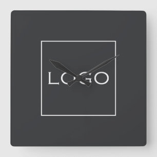 Großes Firmenlogo Holzkohle Quadratische Wanduhr