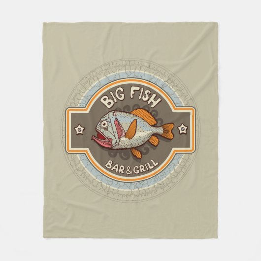 Großes Fisch-Bar und Grill-Plakat Fleecedecke (Vorderseite)