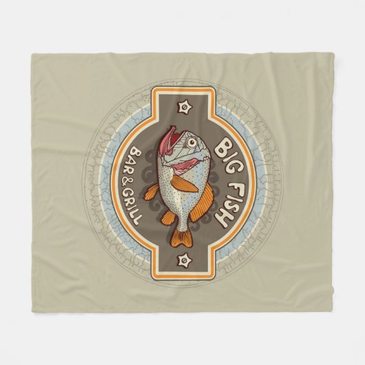 Großes Fisch-Bar und Grill-Plakat Fleecedecke (Vorderseite (Horizontal))