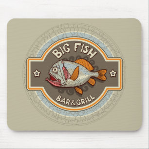 Großes Fisch-Bar und Grill-Plakat Mousepad