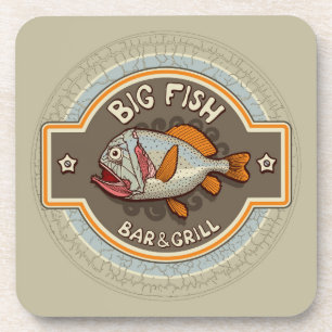 Großes Fisch-Bar und Grill-Plakat Untersetzer