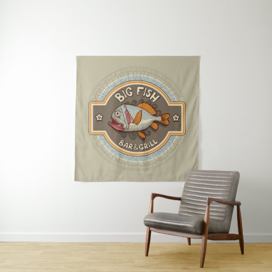 Großes Fisch-Bar und Grill-Plakat Wandteppich (Beispiel (Horizontal))