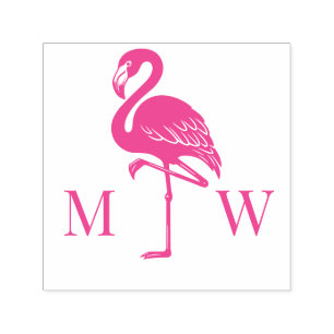 Grosses Flamingo Couple Wedding 2 Initial Monogram Permastempel