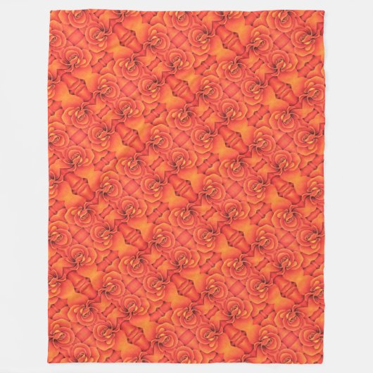 Grosses Fleece Blanket Orange Begonia Muster (Vorderseite)