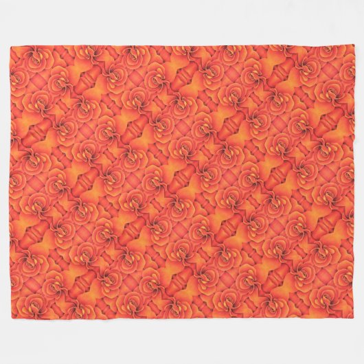 Grosses Fleece Blanket Orange Begonia Muster (Vorderseite (Horizontal))