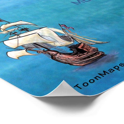 Großes Florida Cartoons Map Poster (Ecke)