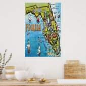 Großes Florida Cartoons Map Poster (Küche)