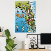 Großes Florida Cartoons Map Poster (Heimbüro)