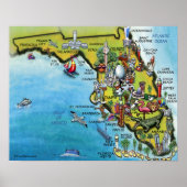 Großes Florida Cartoons Map Poster (Vorne)