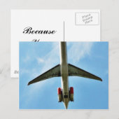 Großes Flugzeug startet Postkarte (Vorne/Hinten)