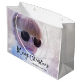 Grosses Foto Frohe Weihnachtsgeschenktaschen Große Geschenktüte (Rückseite Schrägansicht)
