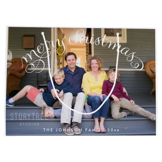 Grosses Foto Frohe Weihnachtsgeschenktaschen Große Geschenktüte (Rückseite)