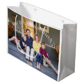 Grosses Foto Frohe Weihnachtsgeschenktaschen Große Geschenktüte (Vorderseite Schrägansicht)