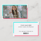 Grosses Foto Hot Pink Türkis Social Media Visitenkarte (Vorne/Hinten)