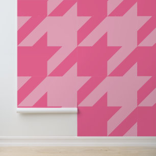 Großes französisches rosa Houndstooth-Muster Tapete