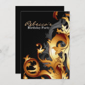 großes gatsby abstraktes blühen Schwarzes und Einladung (Vorne/Hinten)