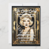 Großes Gatsby Thema Flapper Mädchen blonde 1920er Einladung (Vorderseite)