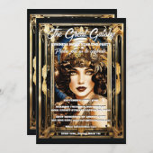 Großes gatsby Theme Flapper Girl brünett 1920er Einladung (Vorne/Hinten)